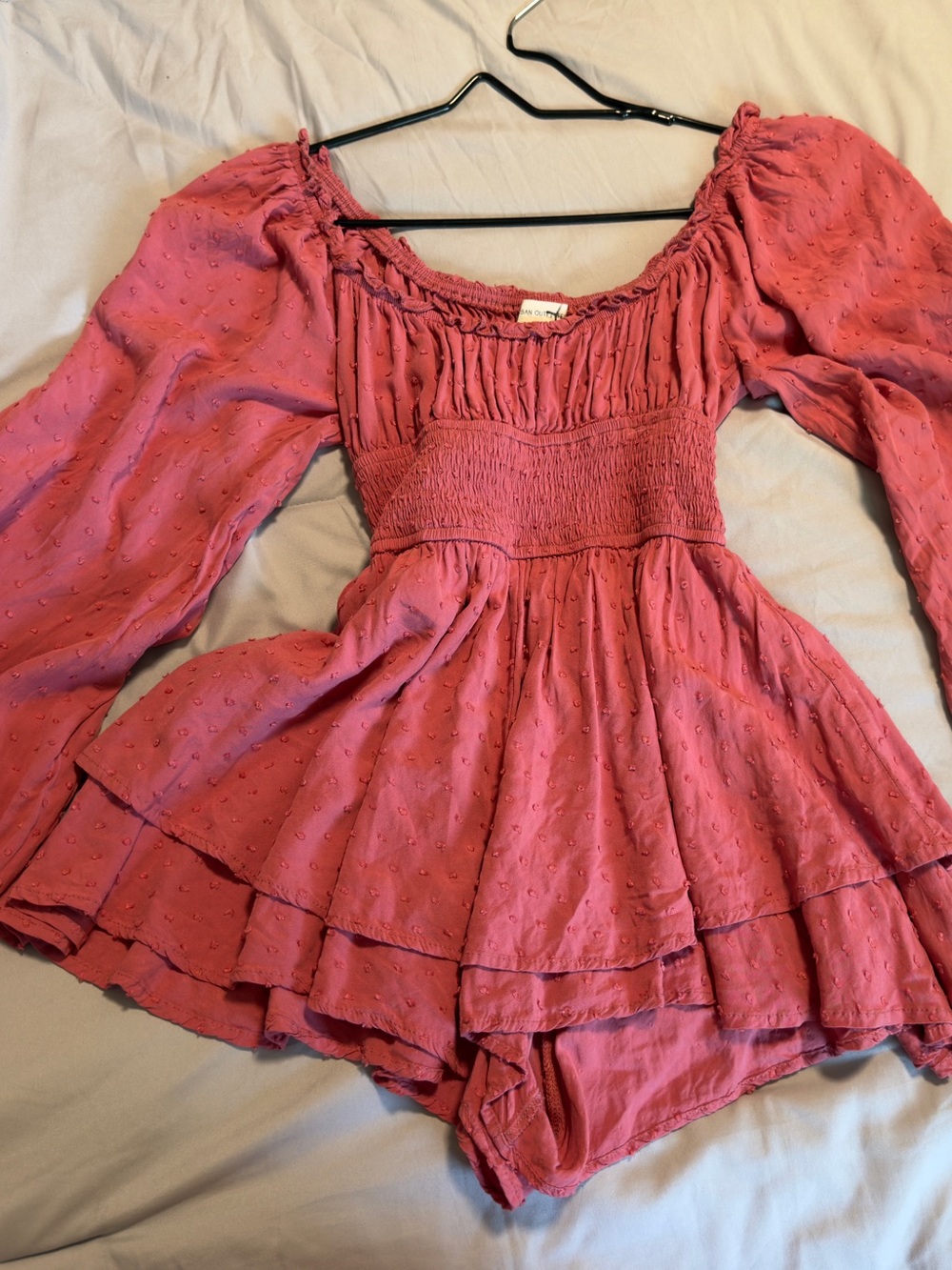 Urban Outfitters Rose Pink Smocked Peasant Tunic